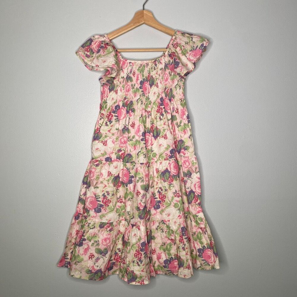 LoveShackFancy Girls Floral Ruffle Cotton Dress – Size 10